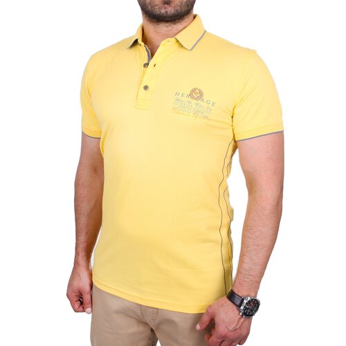 Reslad Polo-Shirt Herren Slim Fit Designer Polo-Hemd Kurzarm-Shirt RS-5201 Gelb M