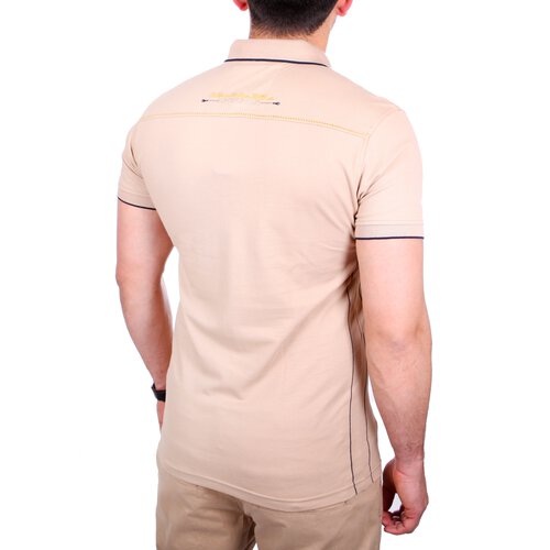 Reslad Polo-Shirt Herren Slim Fit Designer Polo-Hemd Kurzarm-Shirt RS-5201 Beige S