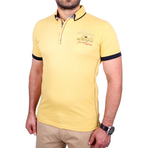 Reslad Polo-Shirt Herren Slim Fit Button-Down-Kragen Polo-Hemd RS-5202 Gelb L