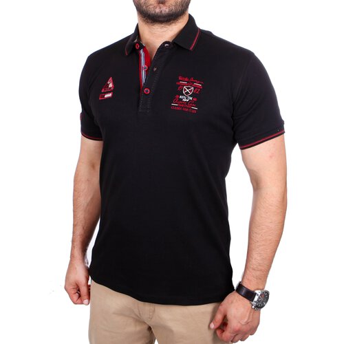 Reslad Polo-Shirt Herren Slim Fit Polo-Hemd aus Baumwolle Kurzarm RS-5203 Schwarz S