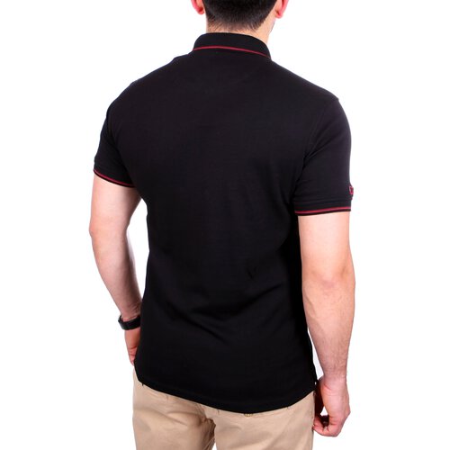 Reslad Polo-Shirt Herren Slim Fit Polo-Hemd aus Baumwolle Kurzarm RS-5203 Schwarz M