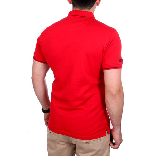 Reslad Polo-Shirt Herren Slim Fit Polo-Hemd aus Baumwolle Kurzarm RS-5203 Rot M