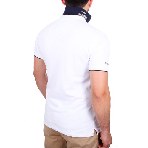 Reslad Polo-Shirt Herren Poloshirt Kontrast Polo-Kragen Kurzarm-Shirt RS-5204 Wei M