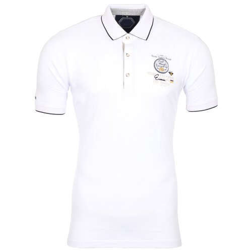 Reslad Polo-Shirt Herren Poloshirt Kontrast Polo-Kragen Kurzarm-Shirt RS-5204 Wei L