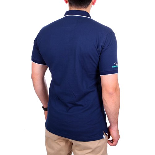 Reslad Polo-Shirt Herren Poloshirt Kontrast Polo-Kragen Kurzarm-Shirt RS-5204 Navyblau S