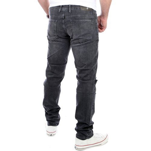 Reslad Jeans-Herren Cut Off Knee Slim Fit Denim Destroyed Jeans-Hose RS-2070