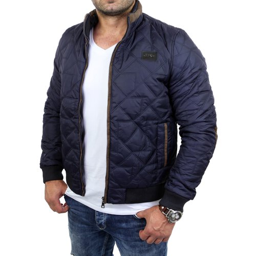 Herren-Jacke bergangs-Jacke Quilted Windbreaker mit rmel-Patches A-715