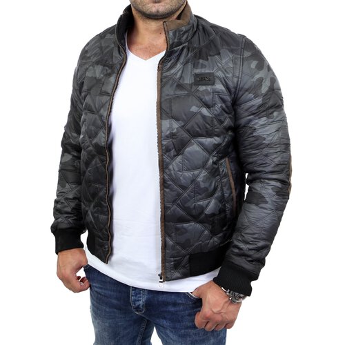 Herren-Jacke bergangs-Jacke Quilted Windbreaker mit rmel-Patches A-715