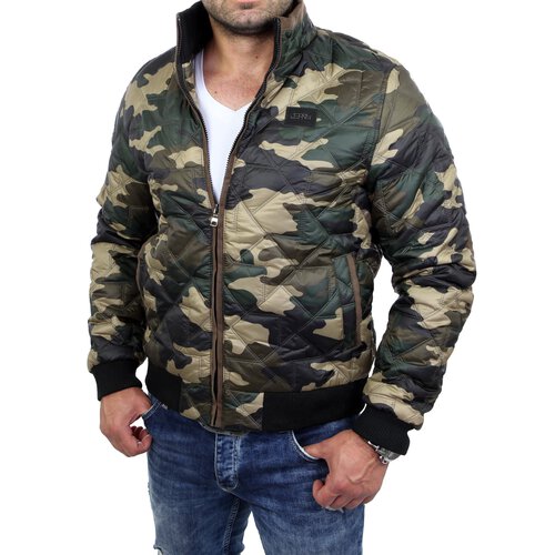 Herren-Jacke bergangs-Jacke Quilted Windbreaker mit rmel-Patches A-715