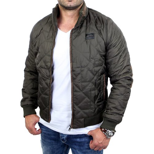 Herren-Jacke bergangs-Jacke Quilted Windbreaker mit rmel-Patches A-715