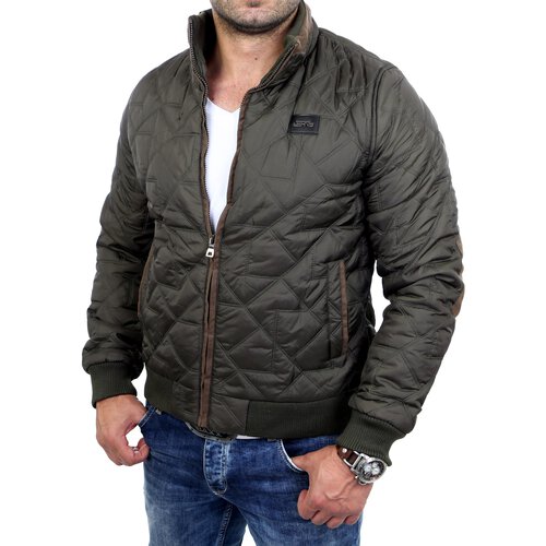 Herren-Jacke bergangs-Jacke Quilted Windbreaker mit rmel-Patches A-715