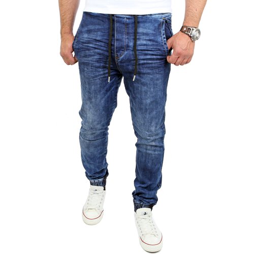 Reslad Casual Style Jeans-Herren Slim Fit Jogging-Hose RS-2071 Blau M
