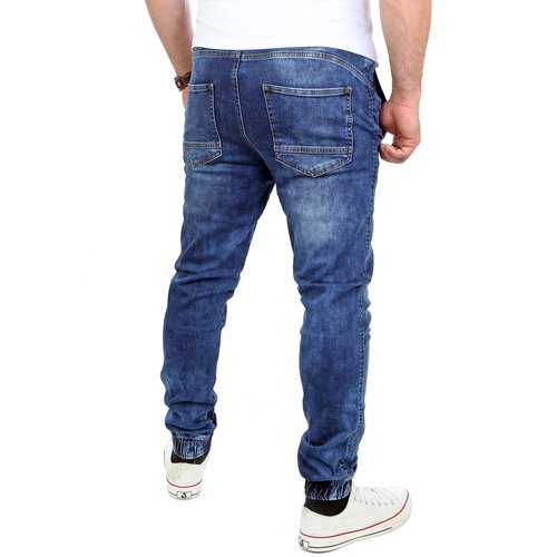Reslad Casual Style Jeans-Herren Slim Fit Jogging-Hose RS-2071 Blau M