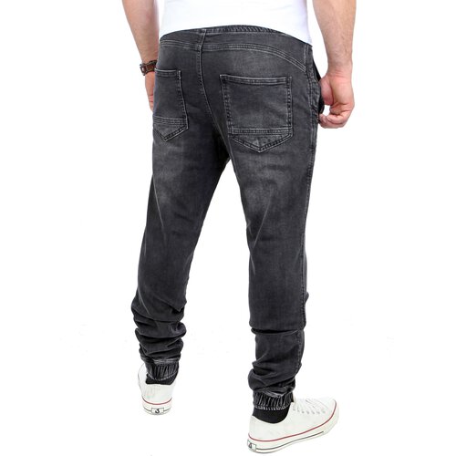 Reslad Casual Style Jeans-Herren Slim Fit Jogging-Hose RS-2071 Schwarz M