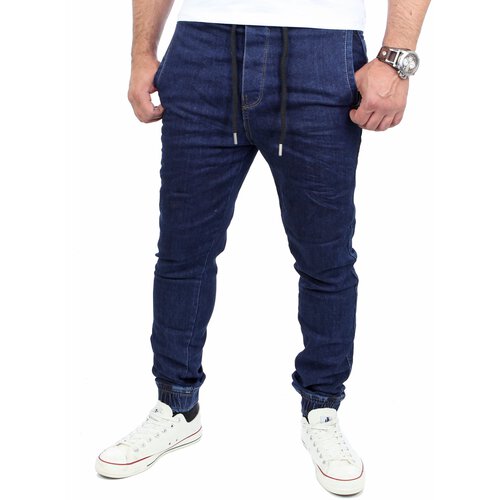 Reslad Casual Style Jeans-Herren Slim Fit Jogging-Hose RS-2071 Dunkelblau M