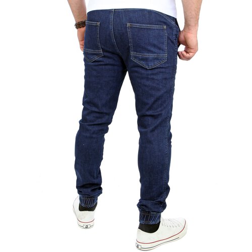 Reslad Casual Style Jeans-Herren Slim Fit Jogging-Hose RS-2071 Dunkelblau XL