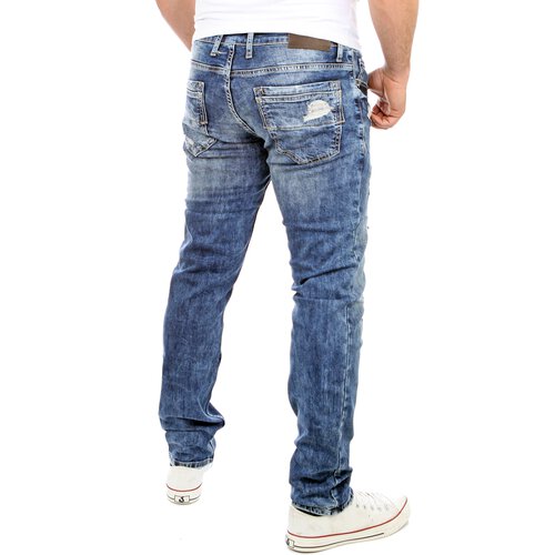 Reslad Jeans-Herren Destroyed Look Slim Fit Stretch Denim Jeans-Hose RS-2069 Blau W29 / L32