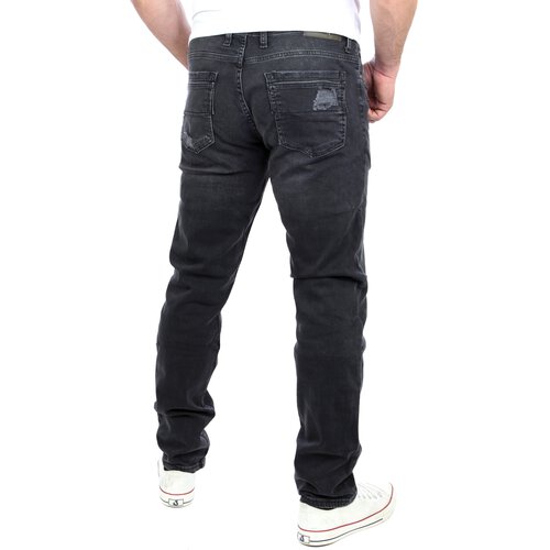 Reslad Jeans-Herren Destroyed Look Slim Fit Stretch Denim Jeans-Hose RS-2069 Schwarz W29 / L32