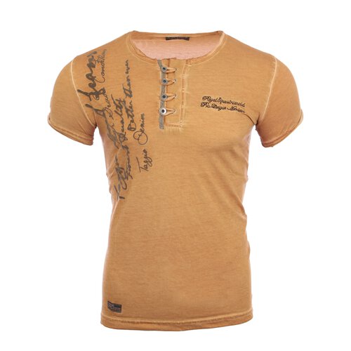 Reslad Herren Batik Style Washed T-Shirt 4050 Camel S