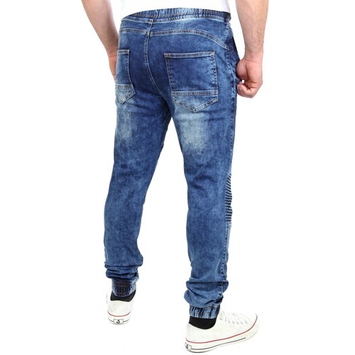 Reslad Biker-Style Jeans-Herren Slim Fit Jogging-Hose RS-2068 Blau XL