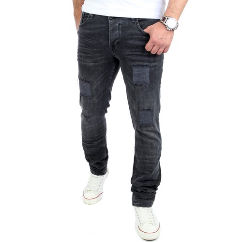 Reslad Jeans-Herren Destroyed Look Slim Fit Stretch Denim Jeans-Hose RS-2072
