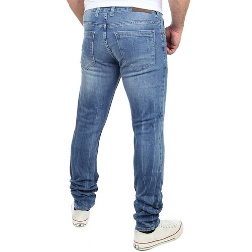 Reslad Jeans-Herren Destroyed Look Slim Fit Stretch Denim Jeans-Hose RS-2072 Blau W29 / L32