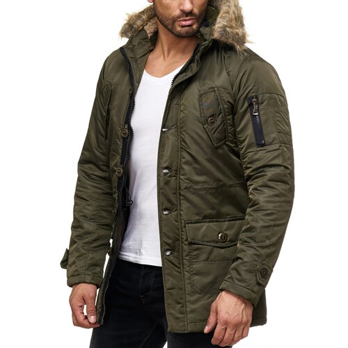 Herren Jacke mit Fellkragen Winter-Jacke Herren-Parka Mantel Anorak BF-1707