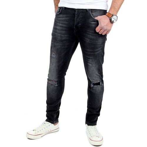 Reslad Jeans-Herren Ripped Skinny Fit Denim Jeans-Hose RS-2077