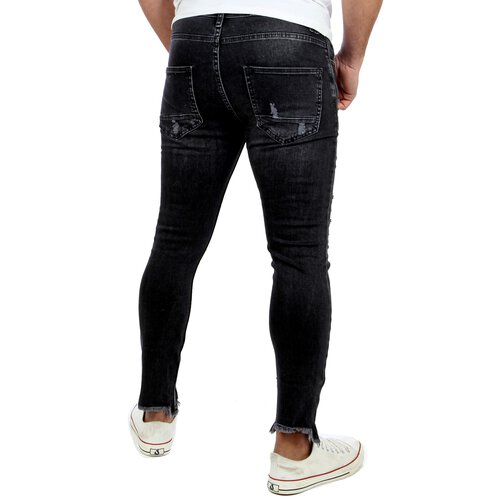 Reslad Jeans-Herren Frayed Skinny Fit Denim Jeans-Hose RS-2078