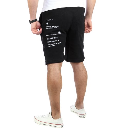 Tazzio Herren Jogginghose Sweat-Shorts Basic Printed Kurze Sweat-Hose TZ-18602 Schwarz S