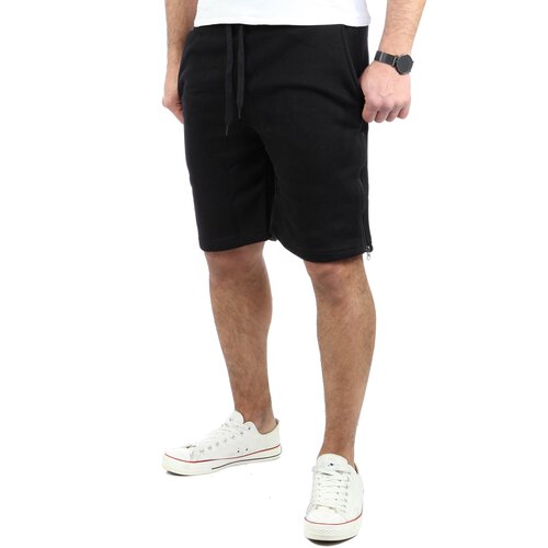 Tazzio Herren Jogginghose Sweat-Shorts Basic Printed Kurze Sweat-Hose TZ-18602 Schwarz M