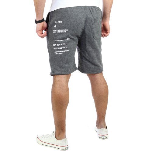 Tazzio Herren Jogginghose Sweat-Shorts Basic Printed Kurze Sweat-Hose TZ-18602 Anthrazit S