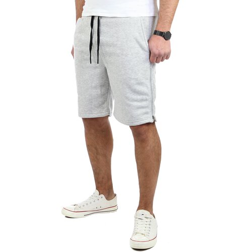 Tazzio Herren Jogginghose Sweat-Shorts Basic Printed Kurze Sweat-Hose TZ-18602 Grau M
