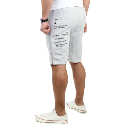 Tazzio Herren Jogginghose Sweat-Shorts Basic Printed Kurze Sweat-Hose TZ-18602 Grau M