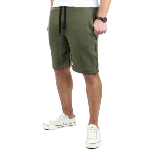 Tazzio Herren Jogginghose Sweat-Shorts Basic Printed Kurze Sweat-Hose TZ-18602 Khaki XL