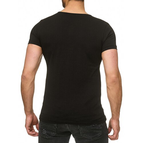 Reslad T-Shirt Herren Henley Rundhals Buttoned Basic Uni Kurzarm-Shirt RS-5011