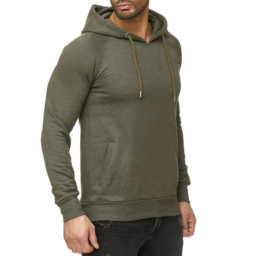 Reslad Herren Pullover Hoodie Kapuzenpullover Longsleeve Basic Sweatshirt Sweater RS-1039 Khaki L