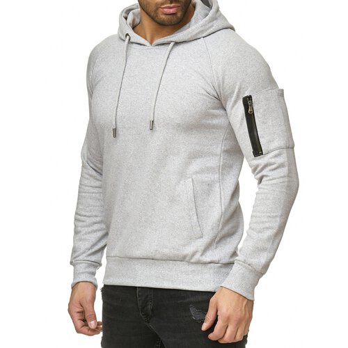 Reslad Herren Pullover Hoodie Kapuzenpullover Longsleeve Basic Sweatshirt Sweater RS-1039 Grau S