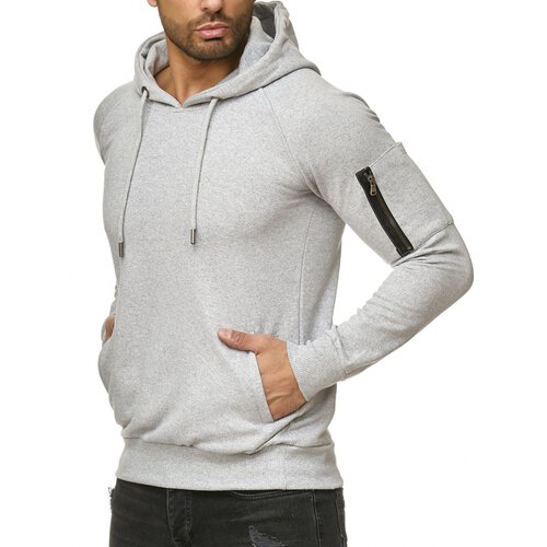 Reslad Herren Pullover Hoodie Kapuzenpullover Longsleeve Basic Sweatshirt Sweater RS-1039 Grau 2XL