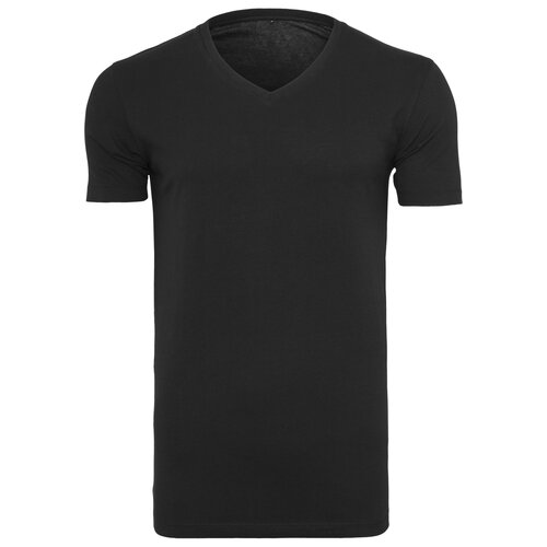 Herren T-Shirt Basic Jersey V-Neck Kurzarm-Shirt Mnner-Shirt BY-006 Schwarz S