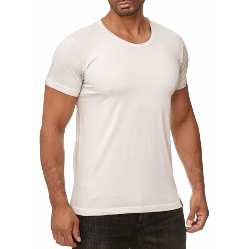 Reslad Herren Männer-Shirt Vintage Look Basic Rundhals Kurzarm T-Shirt RS-5035