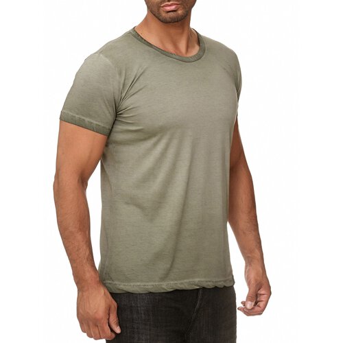Reslad Herren Männer-Shirt Vintage Look Basic Rundhals Kurzarm T-Shirt RS-5035