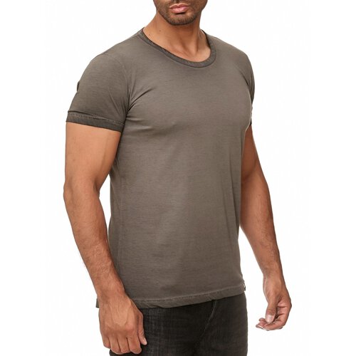 Reslad Herren Mnner-Shirt Vintage Look Basic Rundhals Kurzarm T-Shirt RS-5035