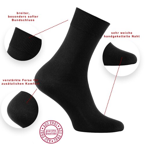 Reslad Business Socken (10 Paar) Damen & Herren bequeme Baumwolle ohne drckende Naht | Lange Haltbarkeit Schwarz 10er Pack 39-42