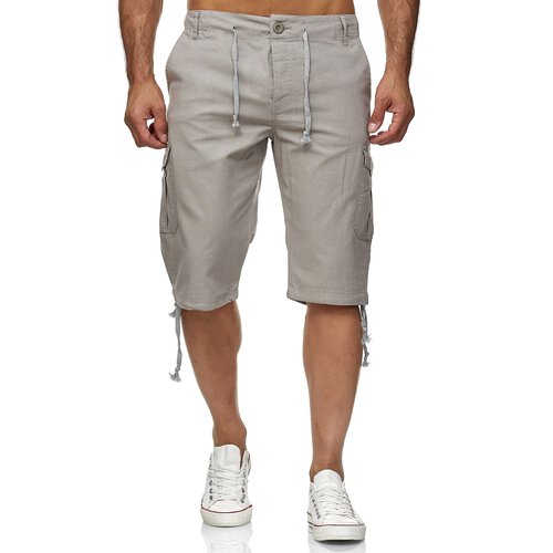 Reslad Leinen Cargo Shorts Mnner Strandhose Herren Leinenhose 3/4 Hose Freizeit Kurze Hosen Sommer Bermudas RS-3001