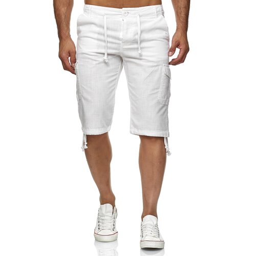 Reslad Leinen Cargo Shorts Mnner Strandhose Herren Leinenhose 3/4 Hose Freizeit Kurze Hosen Sommer Bermudas RS-3001