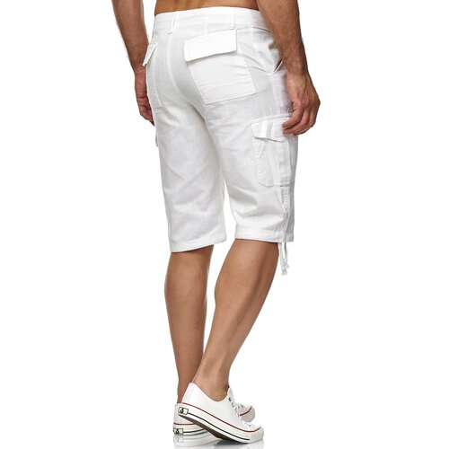 Reslad Leinen Cargo Shorts Mnner Strandhose Herren Leinenhose 3/4 Hose Freizeit Kurze Hosen Sommer Bermudas RS-3001