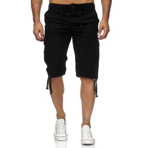 Reslad Leinen Cargo Shorts Mnner Strandhose Herren Leinenhose 3/4 Hose Freizeit Kurze Hosen Sommer Bermudas RS-3001