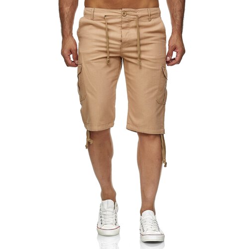 Reslad Leinen Cargo Shorts Mnner Strandhose Herren Leinenhose 3/4 Hose Freizeit Kurze Hosen Sommer Bermudas RS-3001