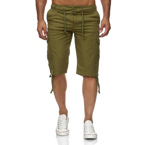 Reslad Leinen Cargo Shorts Mnner Strandhose Herren Leinenhose 3/4 Hose Freizeit Kurze Hosen Sommer Bermudas RS-3001